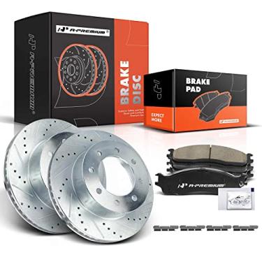Imagem de A-Premium Kit De Rotores Freio A Disco Dianteiros Perfurados E Ranhurados 13,90" (353 Mm) + Pastilhas Cerâmica Compatíveis Com Modelos Dodge Selecionados - Ram 1500 2006-2008, 2500/Ram 3500 2003-200