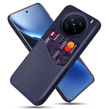 Imagem de Capa para Vivo X200 PRO 5G,Anti-deslizamento,Proteção contra quedas de 360°,Resistência à impressão digital,Tela e caso de couro PU com 1 slot de cartão atrás-Blue