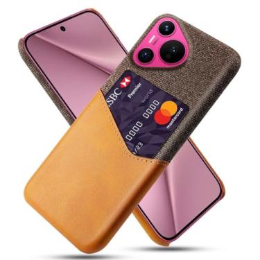 Imagem de Capa para Huawei Pura 70 PRO+,Anti-deslizamento,Proteção contra quedas de 360°,Resistência à impressão digital,Tela e caso de couro PU com 1 slot de cartão atrás-Brown