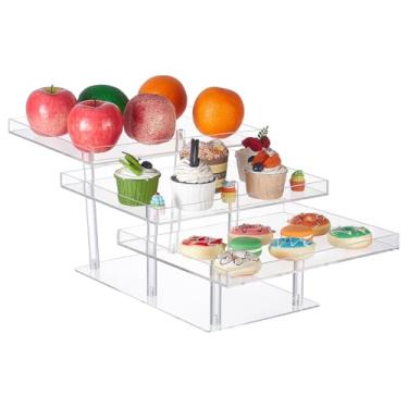 Imagem de UNICRAFTALE 3 expositores de cupcake de pneu, conjunto de exibição de mesa de sobremesa transparente para mesa de buffet, bandeja de acrílico em camadas, suporte para biscoitos, mesas de sobremesa