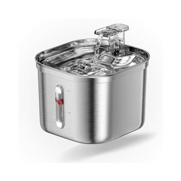 Imagem de Bebedouro Fonte Água 2l Filtro Silenciosa Inox Para Gatos Cães Filtragem Automática Com Nível de Água