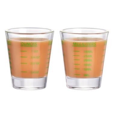 Imagem de Copo medidor, copo de café expresso, 26 medições incrementais, 28,3 g, 6 colheres de chá, 2 colheres de sopa, 30 ml, utensílios de cozinha, acessórios de bar barman, jigger para barman (pacote com 2)