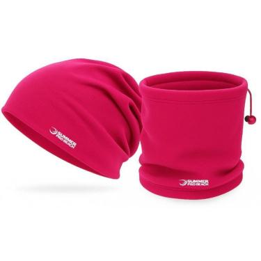Imagem de Kit Touca Gorro + Gola Balaclava Fleece Pink Summer Pro Kit Inverno-Unissex