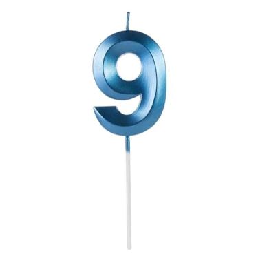 Imagem de Vela de Aniversario Design Azul Perolizada (Numero 9)