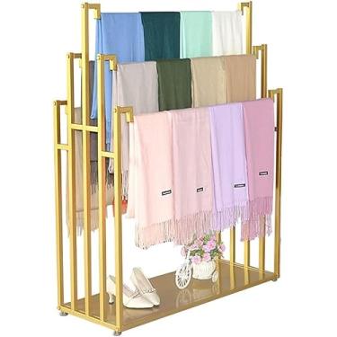 Imagem de Cachecol Display Rack Cachecol Organizador Multifuncional Cabideiro Com 5 Varas Penduradas E Uma Prateleira Inferior Cabideiro De Metal Cabideiro De Calças Cabideiro, A, 60cm