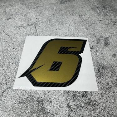 Imagem de Número de corrida de fibra de carbono adesivos de carro algarismos arábicos 012345679 fita para capacete de tanque de combustível do corpo do motor de motocross (6, altura 10 cm)