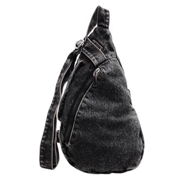 Imagem de Avilego Bolsa tiracolo moderna feminina tiracolo bolsa de ombro jeans bolsa de ombro bolsa de cinto para esportes caminhadas 2025, Preto, 7.48" L x 12.99"H x 3.94"W