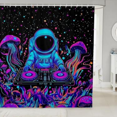 Imagem de Castle Fairy Cortina de chuveiro astronauta para barracas, banheiras, hippie, musical, conjunto de cortina de chuveiro para banheiro, colorido, água-viva, cogumelo, cortina de banho macia de poliéster