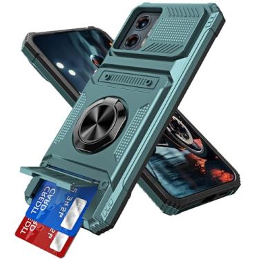 Imagem de LEMAXELERS Capa para Motorola G Stylus 5G 2024 com suporte oculto para cartão [loja 2 cartões] Anel giratório magnético com suporte de camada dupla resistente à prova de choque para Moto G Stylus 5G