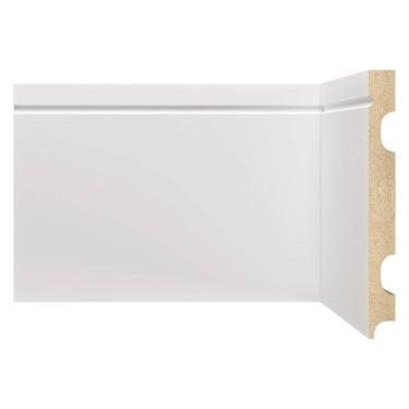 Imagem de Kit Rodapé de MDF 30 Barras Frisadas de 15cm x 2,40m Rende 72 Metros Moldufama Branco
