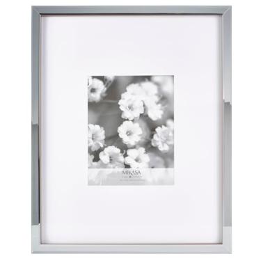 Imagem de Mikasa Espelho frontal com moldura para galeria de retrato nas laterais de nogueira, exibe uma foto de 28 x 35 cm com tapete e uma foto de 20 x 25 cm sem tapete, 53 x 43 x 2 cm