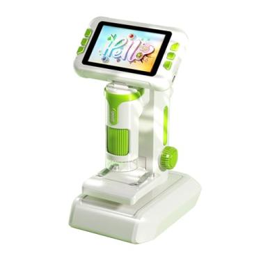 Imagem de Yunseity Microscópio Infantil, Ampliação de 100-1600x Microscópio Digital Com Tela de 4 '' '' '' '', Kit de Microscópio de Ciência Educacional Portátil Com Slides, Bateria de 1100mAh