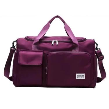 Imagem de Lzyjckh Bolsa de Viagem, Bolsas Esportiva para Academia para Mulheres e Homens, Bolsa Leve para o Fim de Semana com Compartimento para Sapatos, para o Fim de Semana, Esportes, Viagem,Dark purple