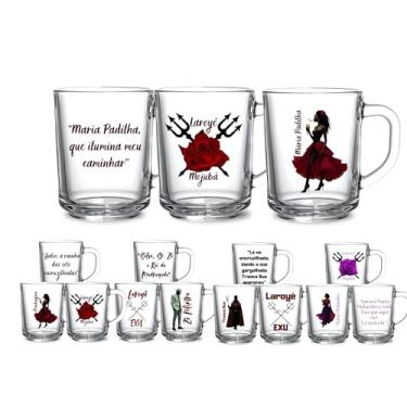 Imagem de Kit 3 Canecas Vidro Café Chá 225ml Orixás Diversos Umbanda Candomblé Guias Artigo Religioso Axé Proteção (MARIA PADILHA)