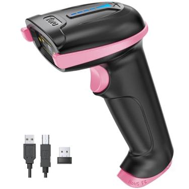Imagem de Tera Scanner de código de barras sem fio versátil 2 em 1 (2,4 GHz sem fio + USB 2.0 com fio) com indicador de nível de bateria, distância de transmissão de 328 pés recarregável 1D leitor de código de
