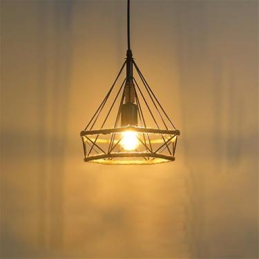 Imagem de OUFULA Contemporâneo Corda de Cânhamo Restaurante Lâmpada Pendente Estilo Industrial Retro Internet Café Bar Quarto Roupa Loja Balcão Bar Candelabro (T D25CM)