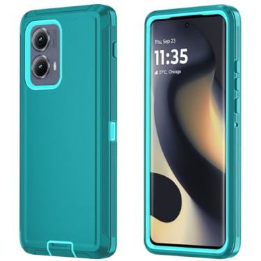 Imagem de Qinmay Capa de telefone para Motorola Moto Edge 5G 2024, capa de telefone resistente à prova de choque e à prova de quedas de 3 camadas para Motorola Moto Edge 2024 (Lakeblue)