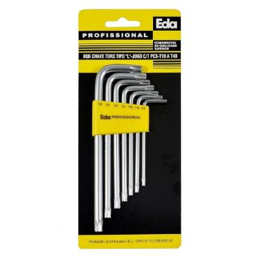 Imagem de Jogo Chave TORX Tipo L com Furo 7PÇS T10 a T40 EDA 8QG