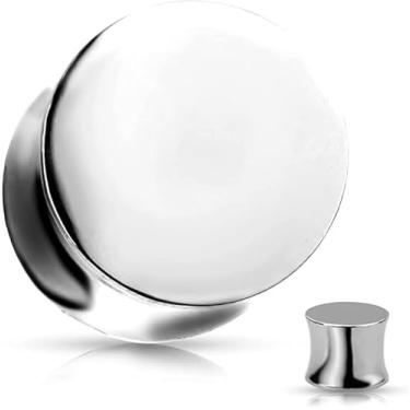 Imagem de Covet Jewelry Brincos com alargador duplo de aço cirúrgico polido à mão, Liga de aço, Sem Pedra Preciosa