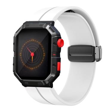 Imagem de Lamshaw Pulseira esportiva de silicone macio de liberação rápida compatível com smartwatch Atari 2600 (branca)