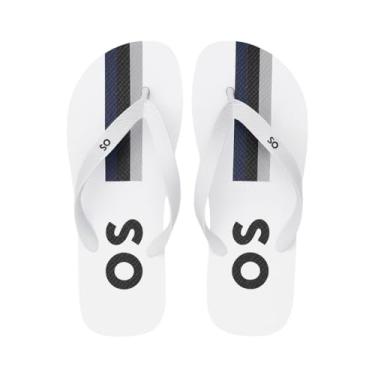 Imagem de Chinelo de Dedo Masculino Premium, Solado Antiderrapante, Design Moderno, Ideal para Praia e Piscina (Branco - Azul - Cinza, BR, Adulto, Numérico, 38)