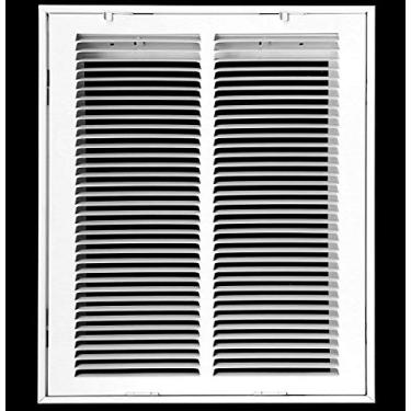 Imagem de Grade de filtro de ar de retorno de aço de 30,5 cm x 45,7 cm para filtro de 2,5 cm - Face/porta removível - Capa de duto HVAC - Face plana estampada - branca [Dimensões externas: 37,5 x 19,75]