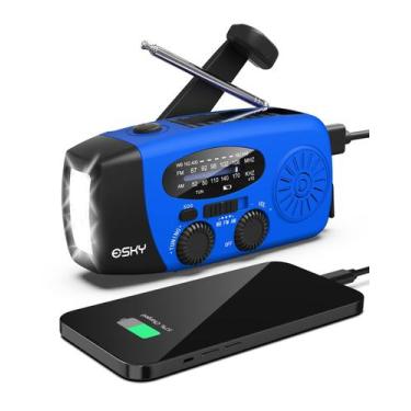 Imagem de Rádio de manivela de emergência Esky com lanterna de 3 LED, rádio mete