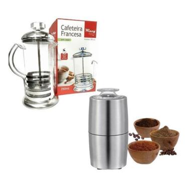 Imagem de Moedor de Café 150W Inox + Cafeteira Prensa 350ml - 110v