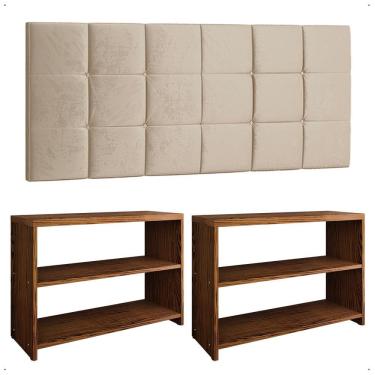 Imagem de Kit 2 Sapateira Safira Recamier Multiuso Banquinho Cabeceira Bia Suspensa Cama Box Casal 1,40 - Lojas RPM
