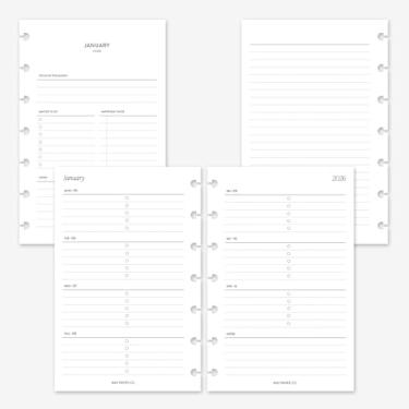 Imagem de MAY PAPER CO. 2026 Mini Happy Planner Week on Two Pages Weekly Planner Insert Agenda Refil para 7-Discs Mini HP Notebook 4,6 x 7 (Horizontal forrado com tarefas)