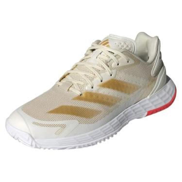 Imagem de adidas Tênis feminino Defiant Speed 2, Branco esbranquiçado/dourado metálico/vermelho brilhante, 40