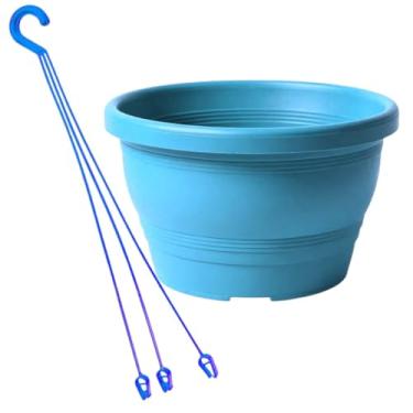 Imagem de Vaso Plástico Cuia Modelo 18 Veneza 1,2 Litros Com Hastes Colorido Para Jardim Vertical, Decoração Jardim Suspenso (Azul Claro, 5 Unidades)