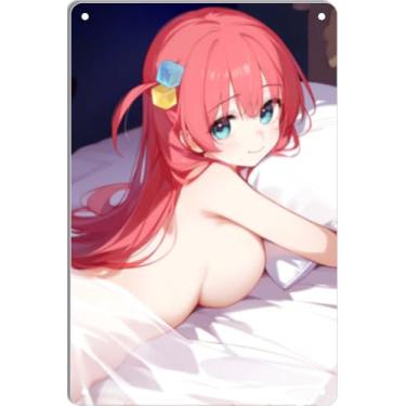 Imagem de DKLOWK Bikini Sexy Anime Girl Hot Metal Poster Placa de Decoração de Parede para Casa Bar Clube Quarto Banheiro Homem Caverna Otaku 20 x 30 cm