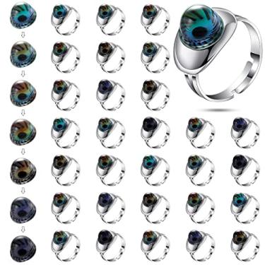 Imagem de Yinkin 30 peças de anéis de humor ajustáveis de tamanho ajustável para crianças meninas e meninos presente fantasia lembrancinhas de festa de aniversário fantasia de Natal, Ágata vermelha