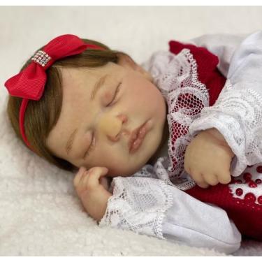 Imagem de Bebê Reborn Menina Dormindo Kit Premium, Enxoval completo, 50cm de Alt