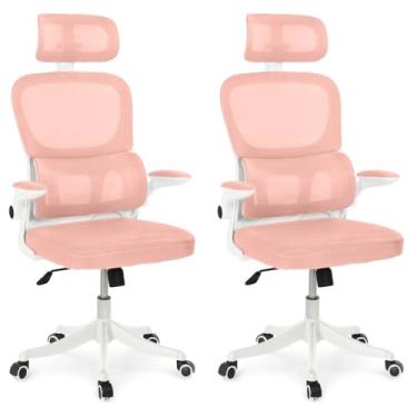 Imagem de Kit 2 Cadeiras de Escritório Executiva Viena com Regulagem de Altura - Rosa