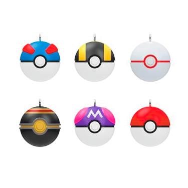 Imagem de Hallmark Keepsake Mini enfeites de Natal 2024, Pokémon Pokébolas, conjunto de 6, presentes para fãs de Pokémon