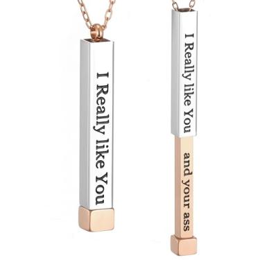 Imagem de Be Kind of a Badass Colares femininos com mensagem oculta para melhores amigas irmãs, presentes inspiradores engraçados, colares com pingente de barra vertical, joias, presentes de mordaça para