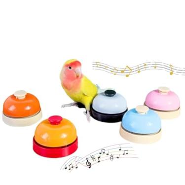 Imagem de CXYYXF Brinquedos de sino de pássaro, brinquedo de sino de treinamento interativo para papagaios, sinos de treinamento de animais de estimação para papagaios, periquitos, conures, calopsitas