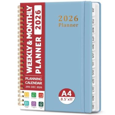 Imagem de Agenda 2026, agenda semanal e mensal, janeiro de 2026 a dezembro de 2026, agenda de calendário de capa dura 2026 com abas para mulheres e homens, bolso interno, encadernação espiral, perfeito para