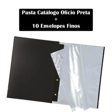 Imagem de Pasta Catálogo Oficio Preta com 10 Envelopes Transparentes - Dac