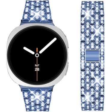 Imagem de DEALELE Pulseiras de substituição compatíveis com Samsung Galaxy Watch 8 de 40 mm/44 mm/8 Classic de 46 mm, strass brilhante e diamante (azul)