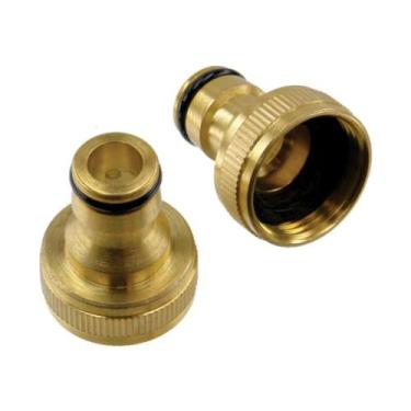 Imagem de Conector Engate Rápido para Mangueira Latão Dourado 3/4" - Ajax