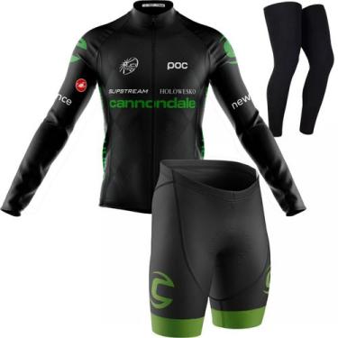 Imagem de Conjunto Cannondale Ciclismo Camisa Manga Longa Bike Bermuda Forro Gel