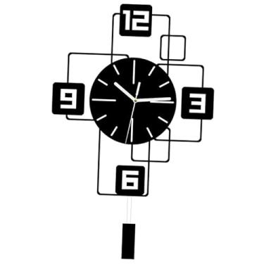 Imagem de Fenteer Relógio de parede com pêndulo oscilante, relógio pendurado, fácil, minimalista, silencioso, sem -taque, para dormitório, sala de estar, Preto 25cmx40cm