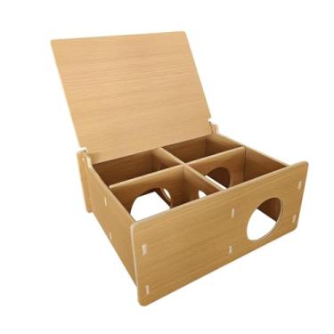 Imagem de Whtkoph Hamster túnel de madeira túnel brinquedo de exploração suprimentos para animais de estimação capa flip explore esconderijo anão