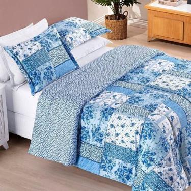 Imagem de Kit Edredom Dupla Face Super King Bouti 03 Peças - Azul Sereno - BIA E