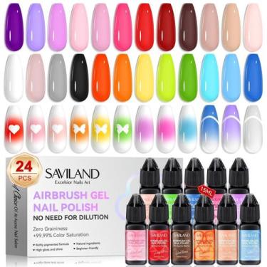 Imagem de Verniz de unhas Airbrush Gel SAVILAND, sem diluição, 24 cores