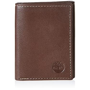 Imagem de Carteira masculina Timberland de couro dobrável com porta-documento, Brown (Blix), tamanho único