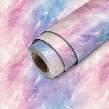 Imagem de HOMETITUTE Papel de parede Cloud Peel and Stick Pastel Sky Contact Paper Wall Stick 300 cm x 45 cm Revestimento de parede decorativo de vinil autoadesivo para quarto, sala de estar, quarto de crianças